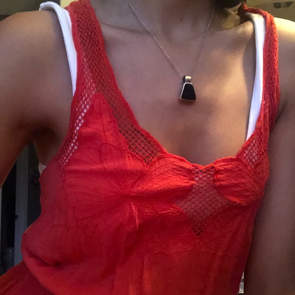 Red Partially Mesh Dress - Picture 3 of 4